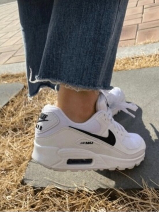 Nike Shoes - Nike White and Black Air Max 90 Low-Top Sneakers White 8.5